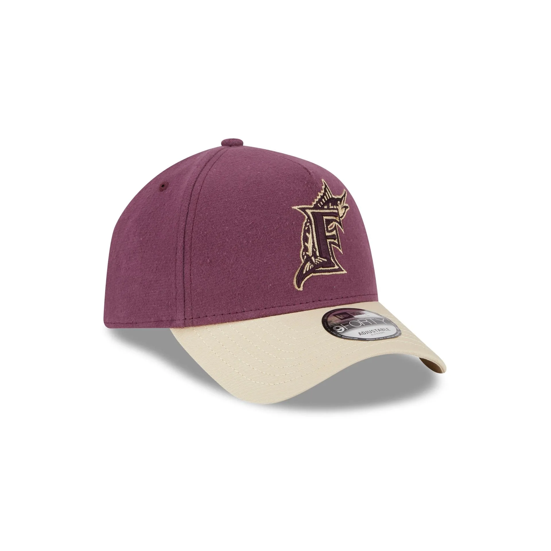 Miami Marlins Moleskin Crown Maroon 9FORTY A-Frame Snapback Hat sold by New Era product image thumbnail 3
