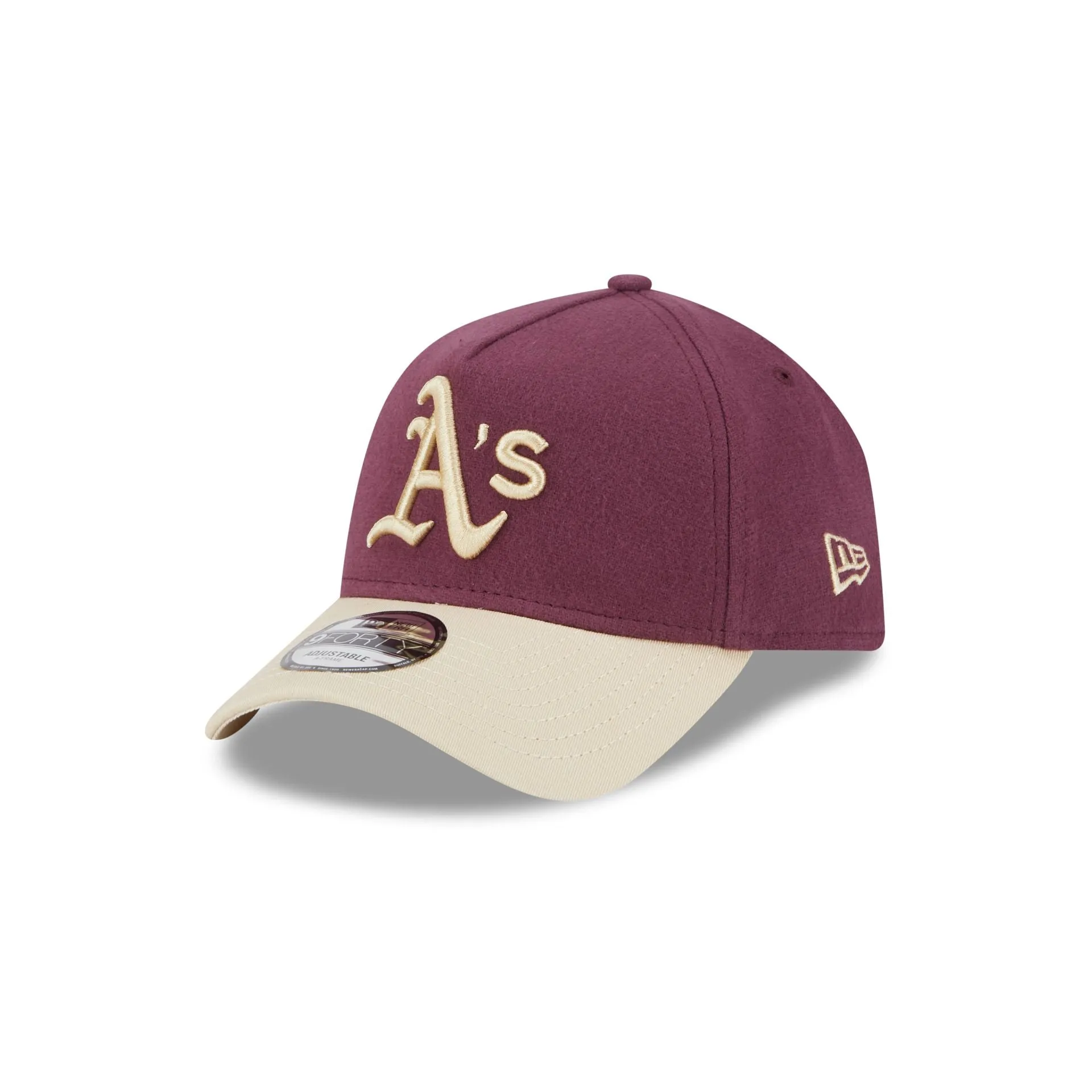 Oakland Athletics Moleskin Crown Maroon 9FORTY A-Frame Snapback Hat sold by New Era