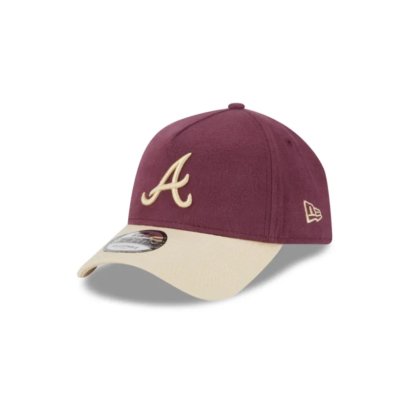 Atlanta Braves Moleskin Crown Maroon 9FORTY A-Frame Snapback Hat sold by New Era