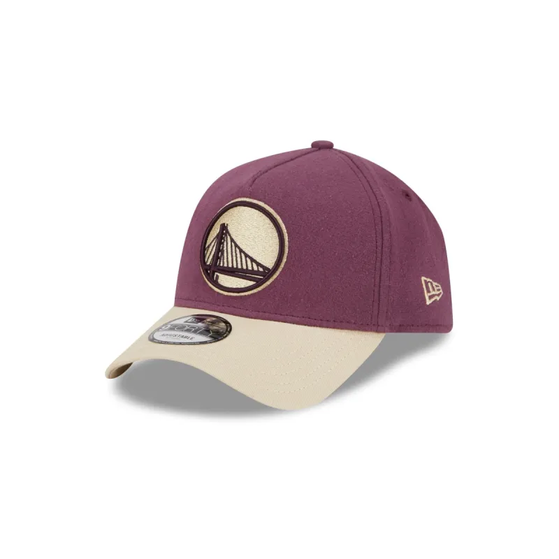 Golden State Warriors Moleskin Crown Maroon 9FORTY A-Frame Snapback Hat sold by New Era