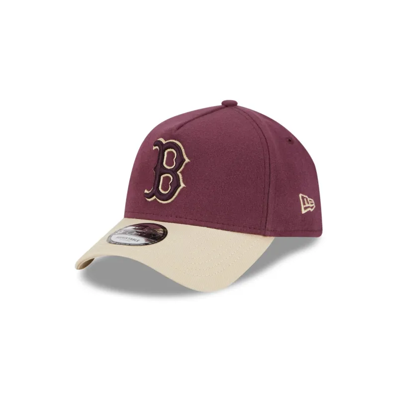 Boston Red Sox Moleskin Crown Maroon 9FORTY A-Frame Snapback Hat sold by New Era