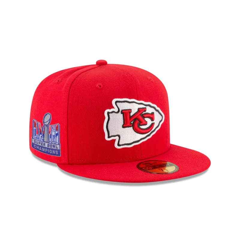 Kansas City Chiefs Super Bowl LVIII Champions Side Patch 59FIFTY Fitted Hat sold by New Era