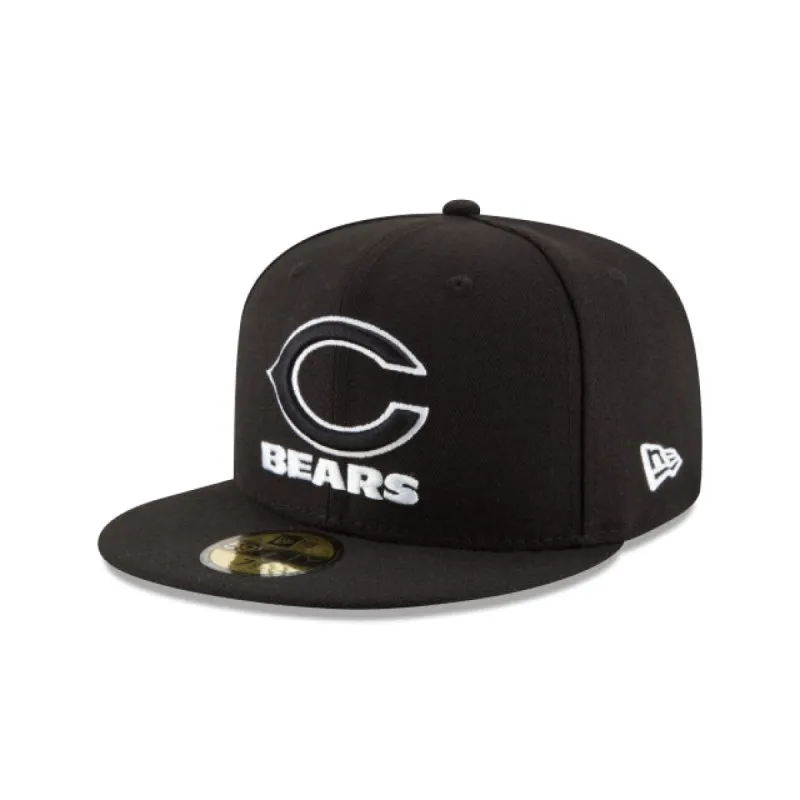 Chicago Bears Black & White 59FIFTY Fitted Hat sold by New Era