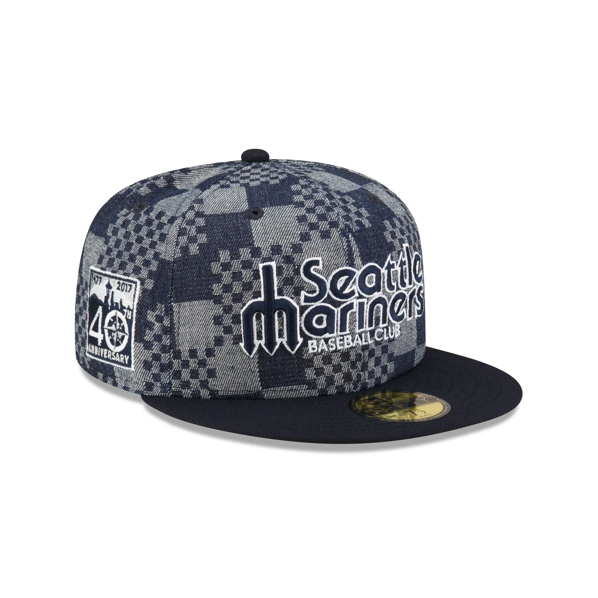 Seattle Mariners Pattern Denim 59FIFTY Fitted Hat sold by New Era
