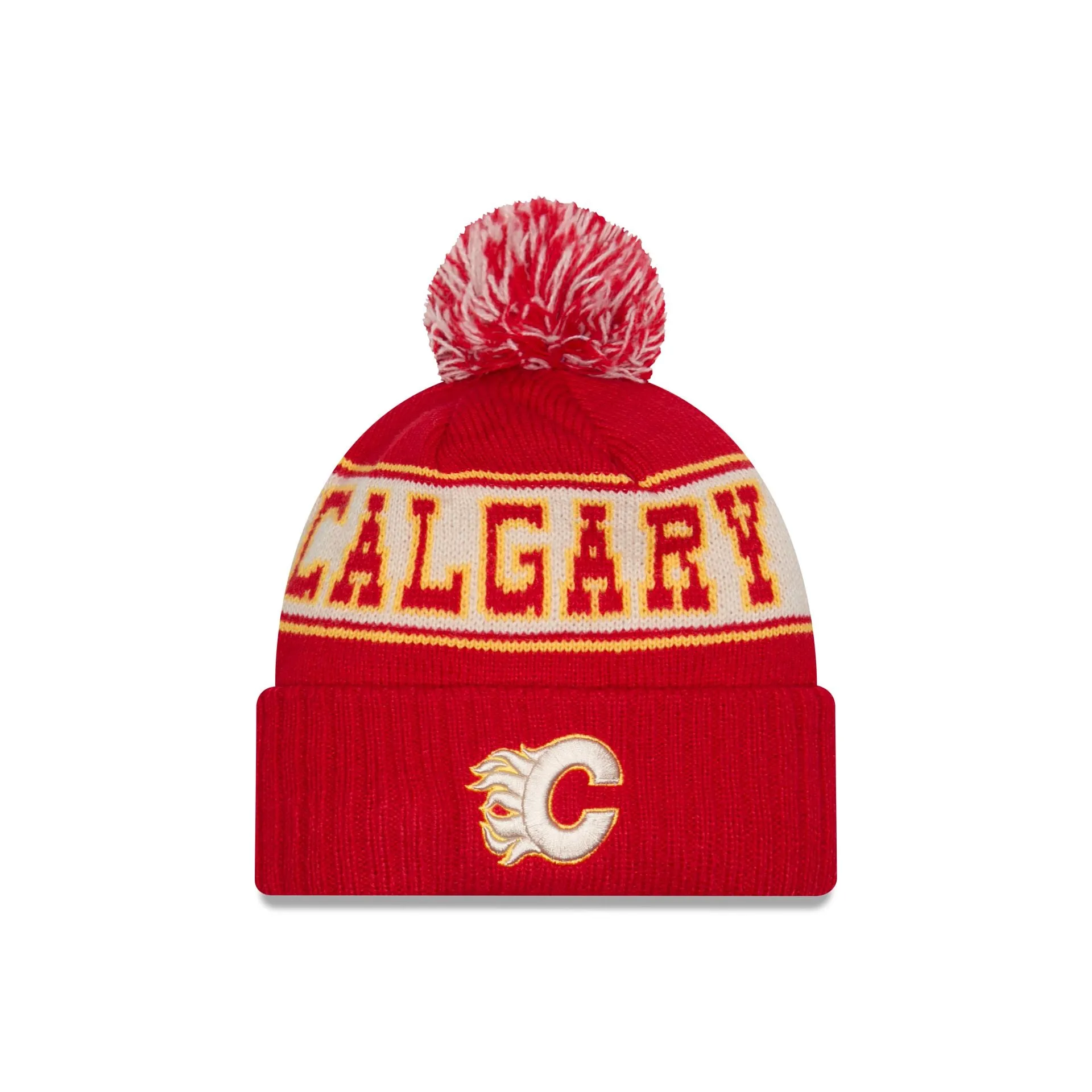 Calgary Flames Retro Pom Knit Hat sold by New Era