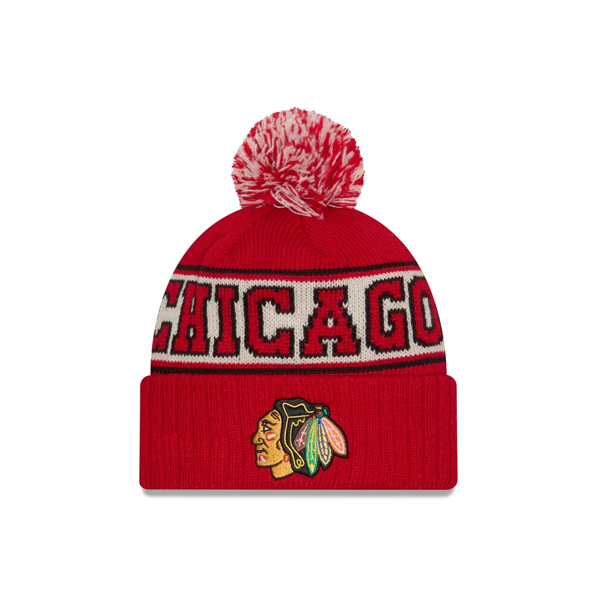 Chicago Blackhawks Retro Pom Knit Hat sold by New Era