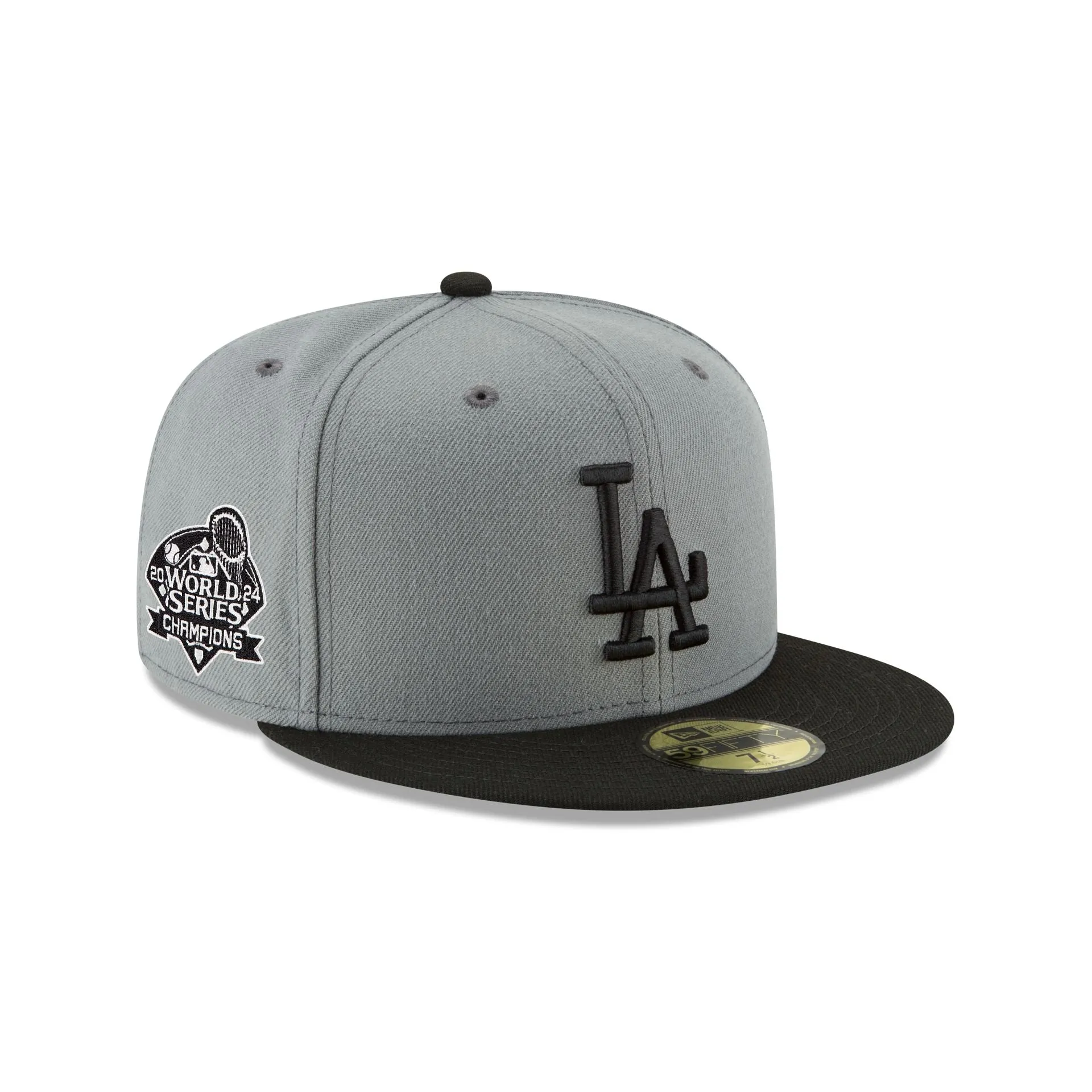 Los Angeles Dodgers World Series Champions Gray 59FIFTY Fitted Hat sold by New Era