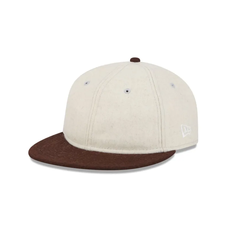 New Era Cap Heather Oatmeal Melton Wool Retro Crown 59FIFTY Fitted Hat sold by New Era