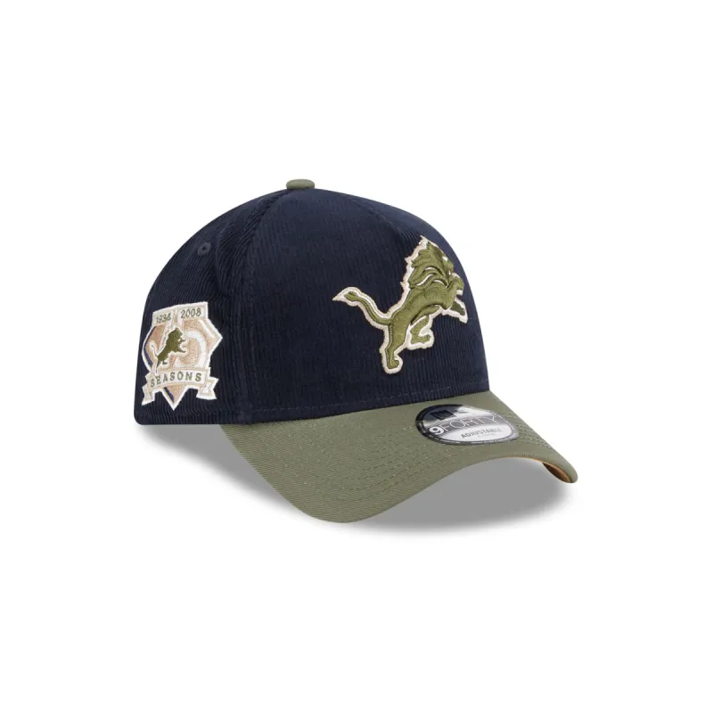 Detroit Lions Navy 9FORTY A-Frame Snapback Hat sold by New Era