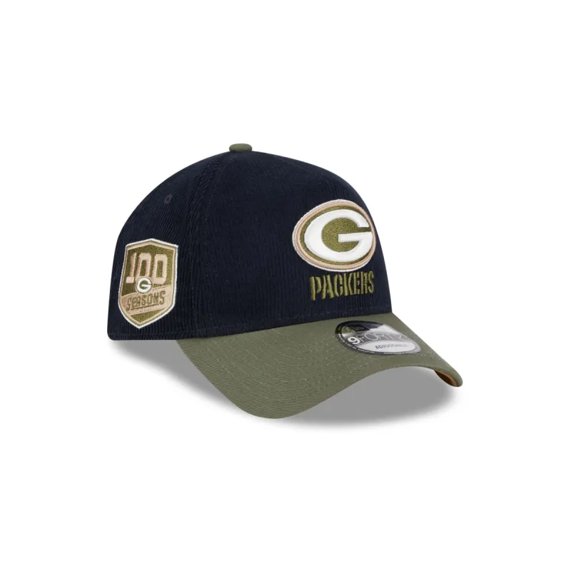 Green Bay Packers Navy 9FORTY A-Frame Snapback Hat sold by New Era