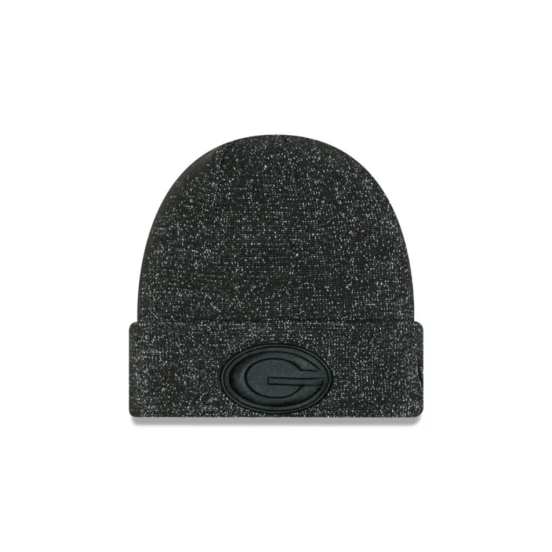 Green Bay Packers Reflective Black Knit Beanie made by New Era