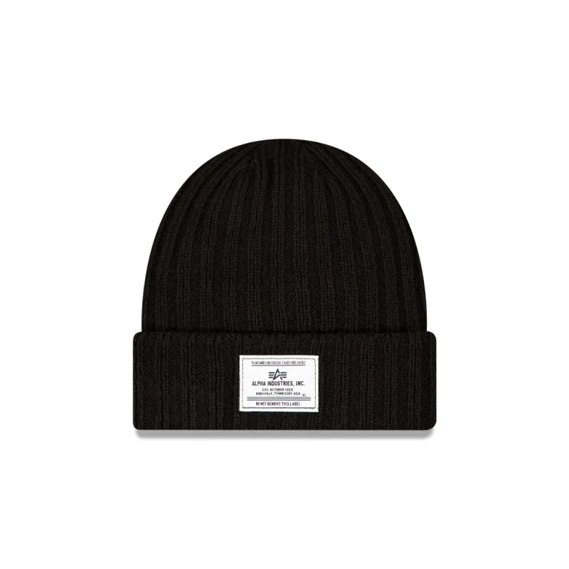 Alpha Industries x New Era Black Cuff Knit Hat sold by New Era