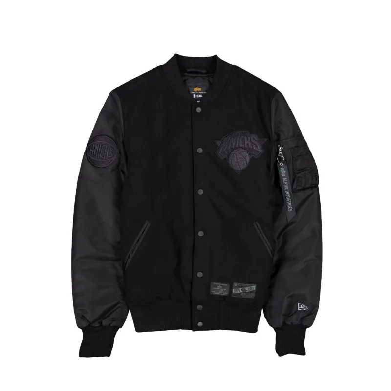 Alpha Industries x New York Knicks MA-1 Wool Varsity Jacket Black sold by New Era
