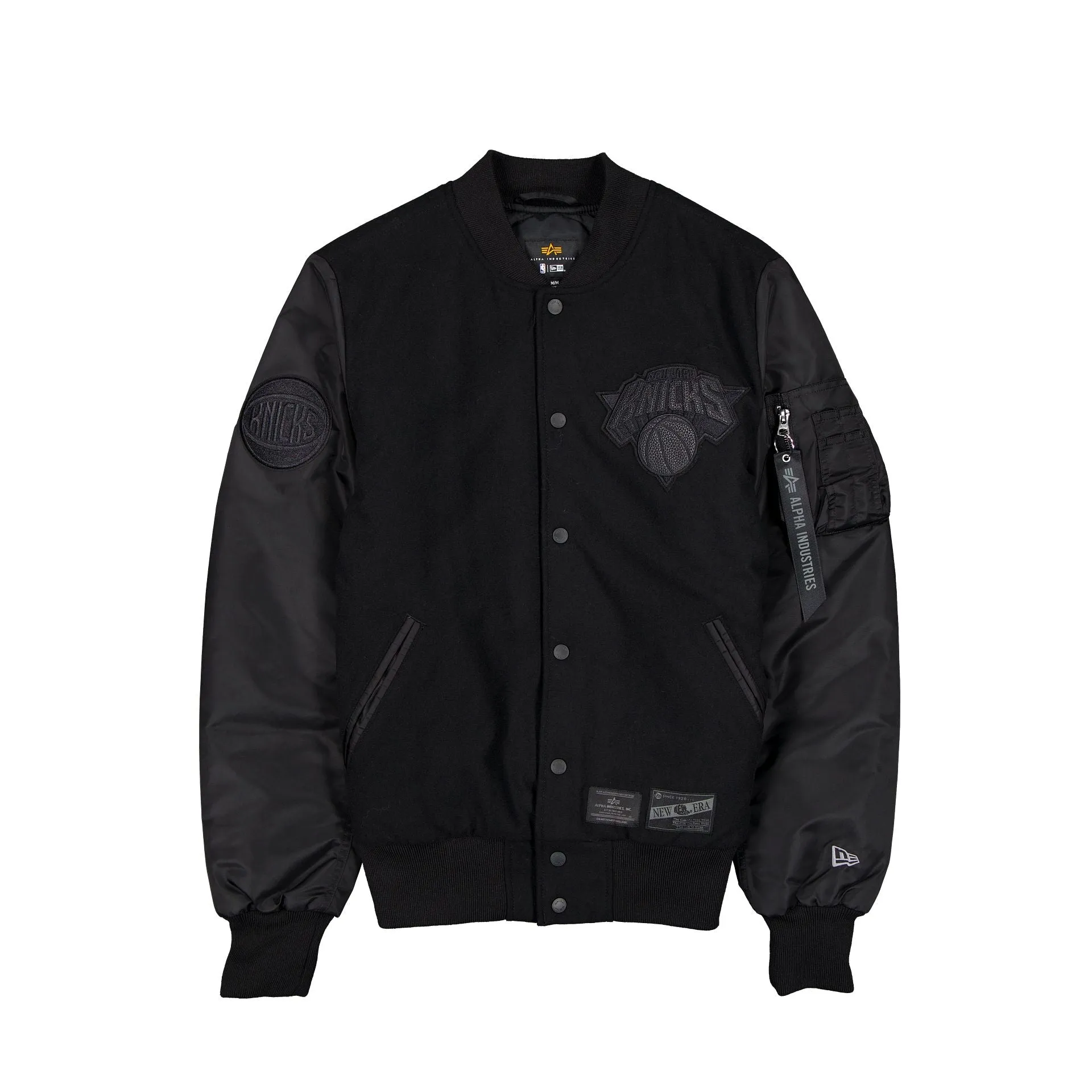 Alpha Industries x New York Knicks MA-1 Wool Varsity Jacket Black sold by New Era