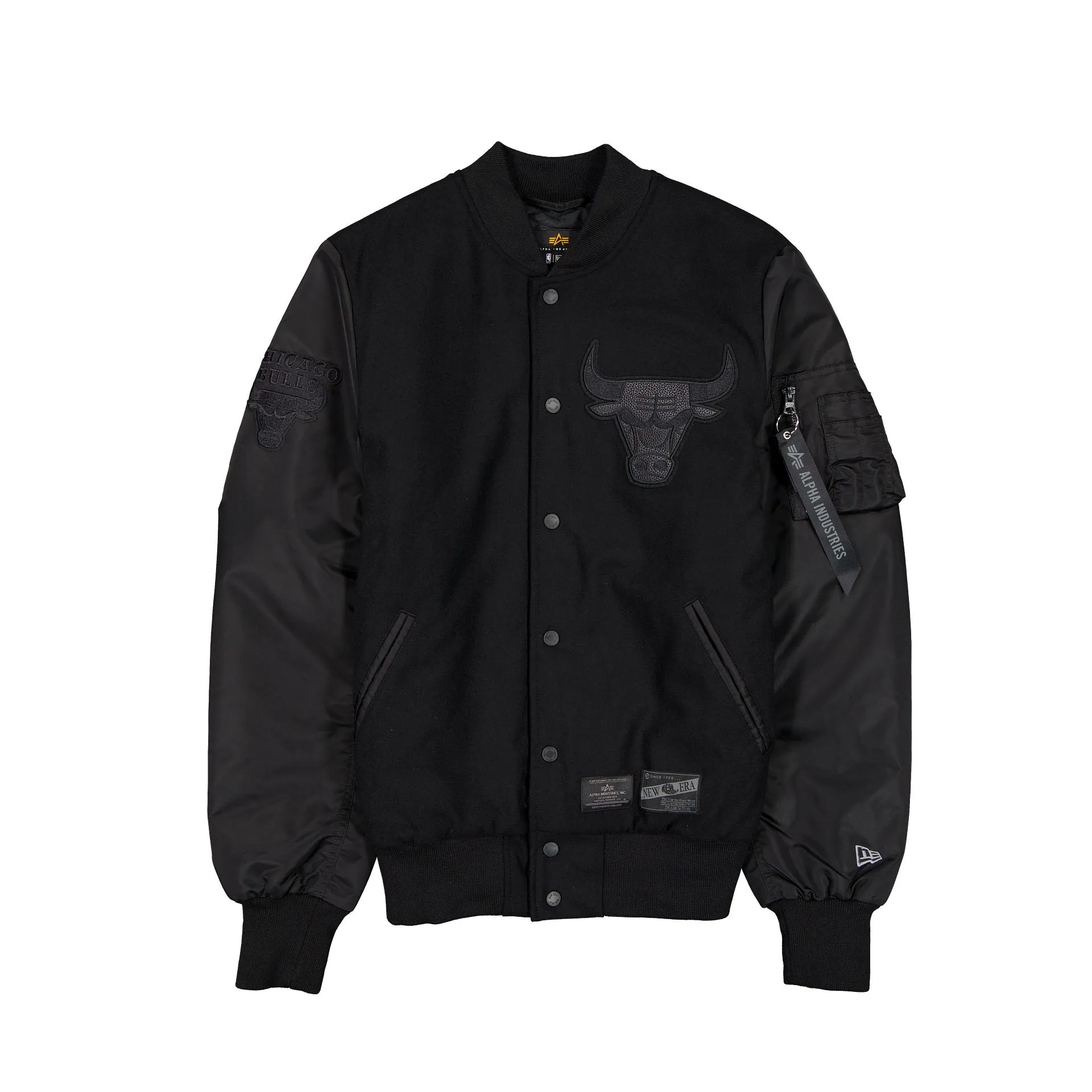 Alpha Industries x Chicago Bulls MA-1 Wool Varsity Jacket Black sold by New Era