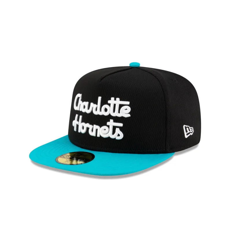 Charlotte Hornets Dashmark Mesh 59FIFTY A-Frame Fitted Hat sold by New Era