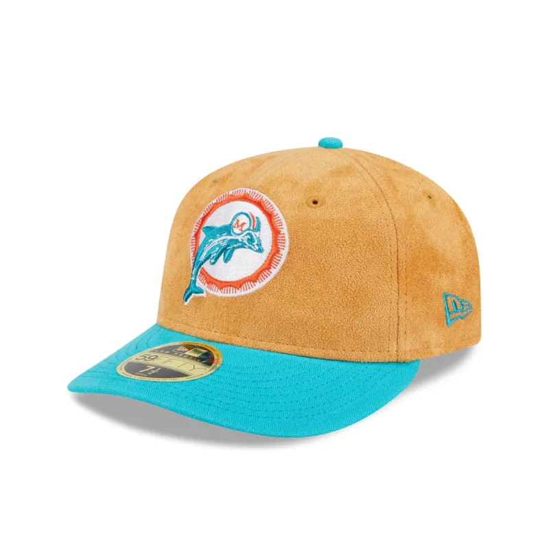 Miami Dolphins Tan Texture Low Profile 59FIFTY Fitted Hat sold by New Era