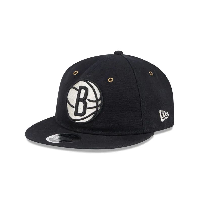 Brooklyn Nets Cotton Canvas Retro Crown 9FIFTY Adjustable Hat sold by New Era