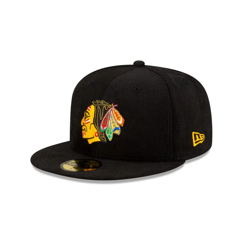 Just Caps Corduroy Chicago Blackhawks Historic 59FIFTY Fitted Hat sold by New Era