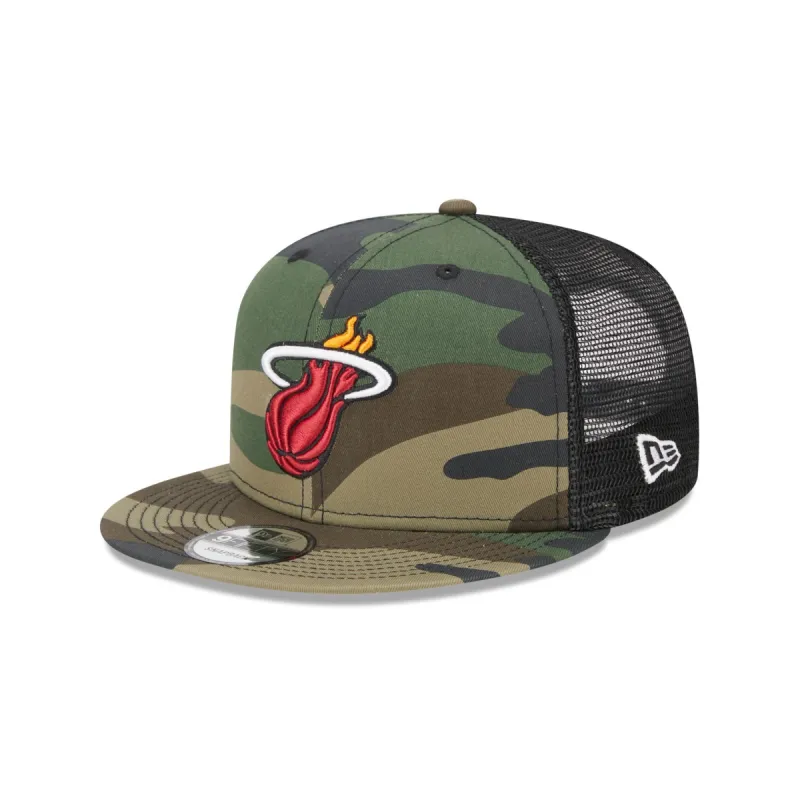Miami Heat Camo 9FIFTY Trucker Snapback Hat sold by New Era