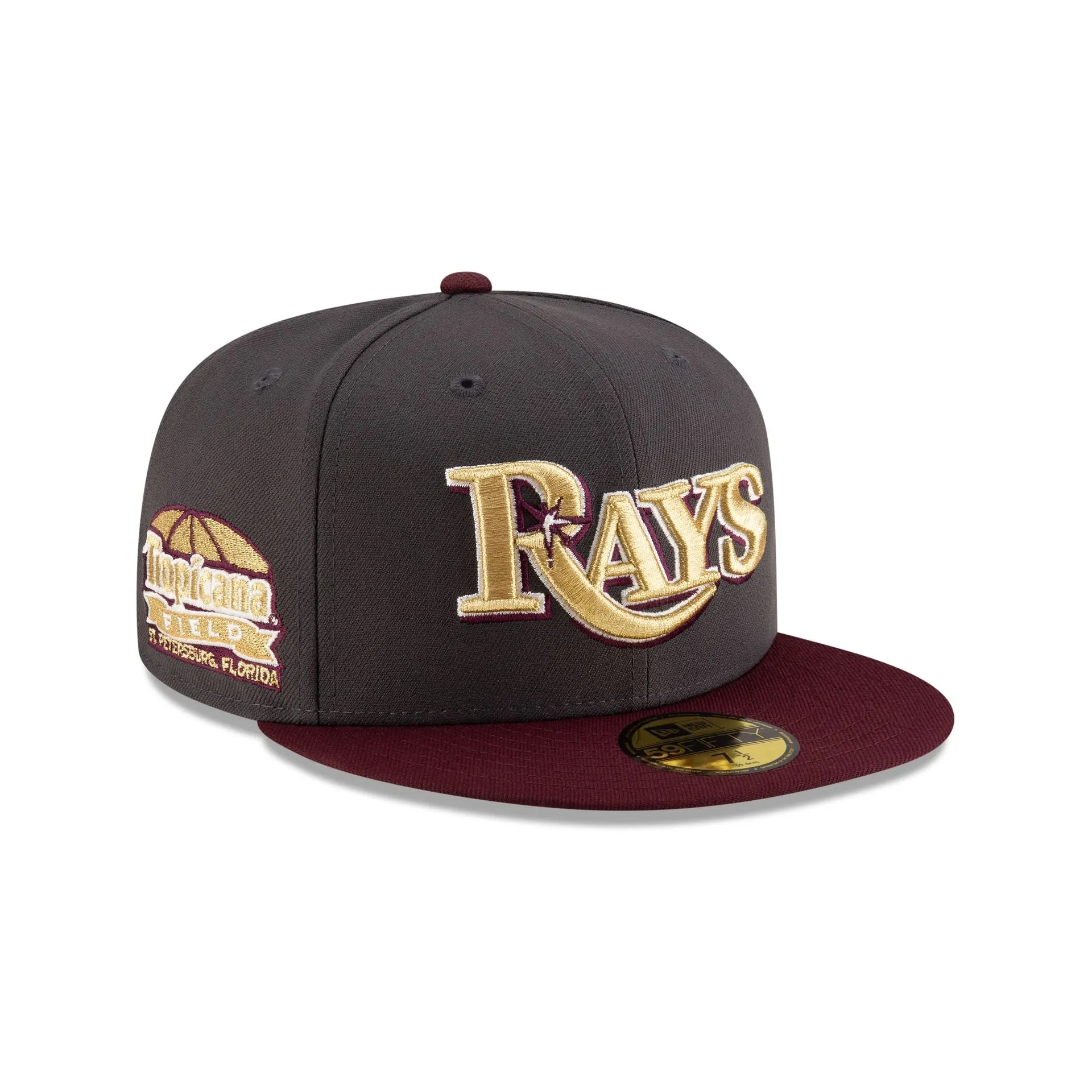 Just Caps Graphite Maroon Tampa Bay Rays 59FIFTY Fitted Hat sold by New Era