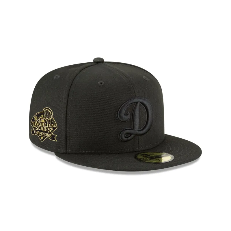 Los Angeles Dodgers World Series Champions Black on Black Alt 59FIFTY Fitted Hat sold by New Era