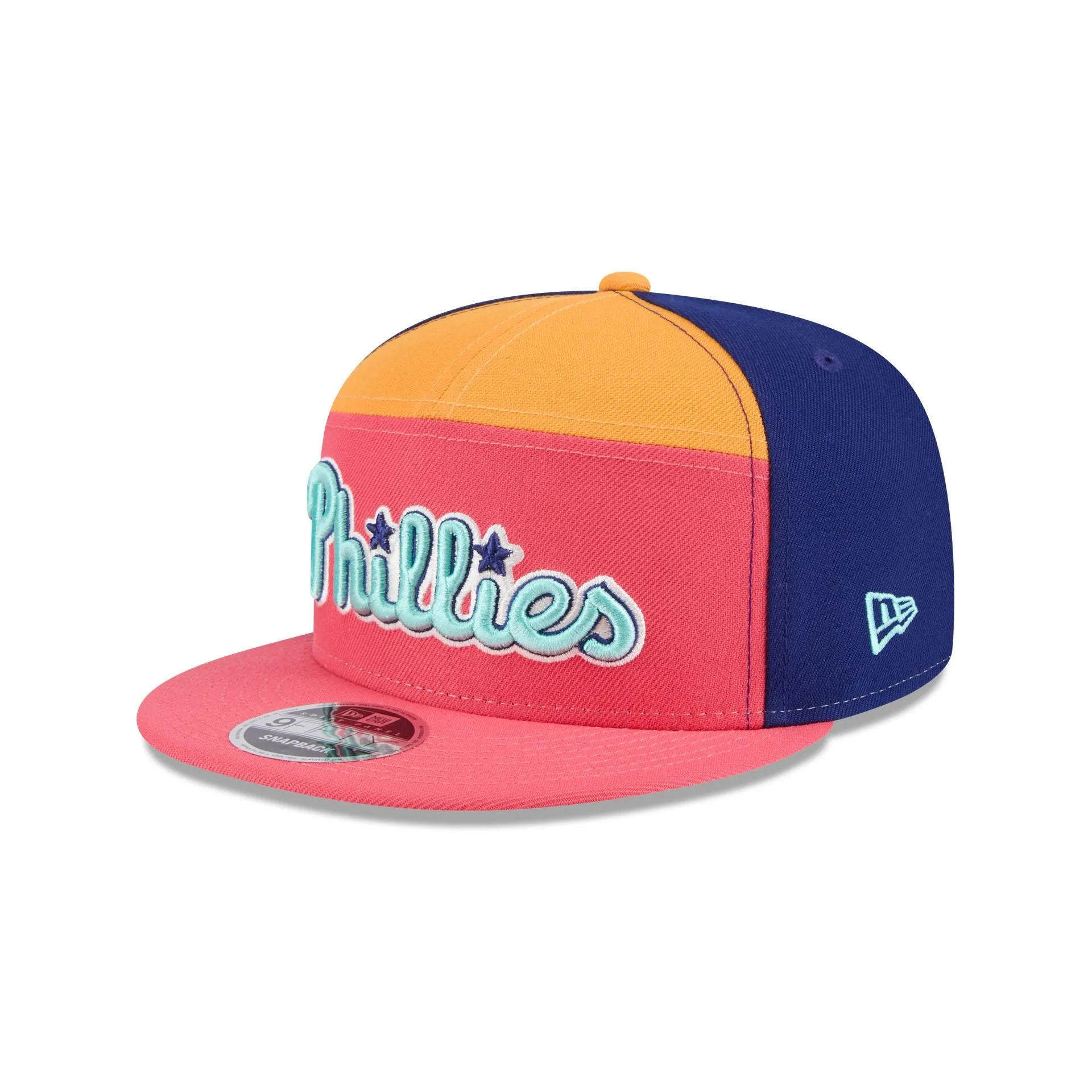 Philadelphia Phillies Coral Split Panel 9FIFTY Snapback Hat sold by New Era