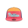 Philadelphia Phillies Coral Split Panel 9FIFTY Snapback Hat sold by New Era