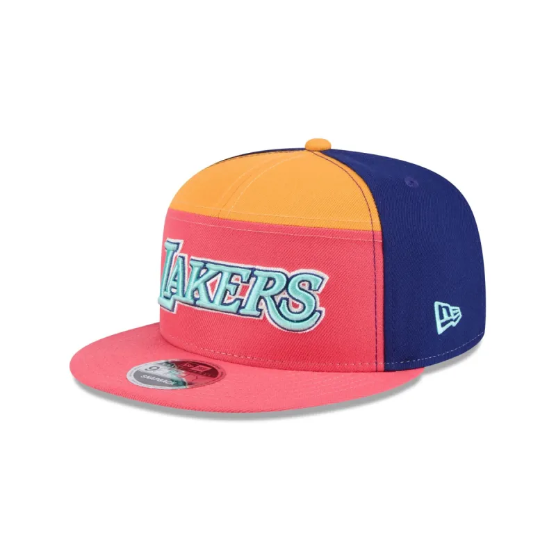 Los Angeles Lakers Coral Split Panel 9FIFTY Snapback Hat sold by New Era