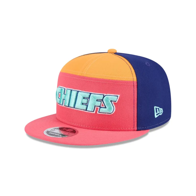 Kansas City Chiefs Coral Split Panel 9FIFTY Snapback Hat sold by New Era
