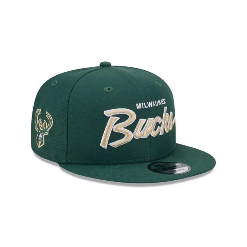 Milwaukee Bucks Script 9FIFTY Snapback Hat sold by New Era
