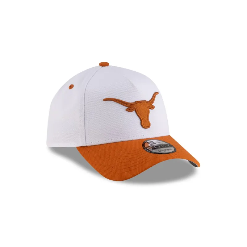 Texas Longhorns White 9FORTY A-Frame Snapback Hat sold by New Era