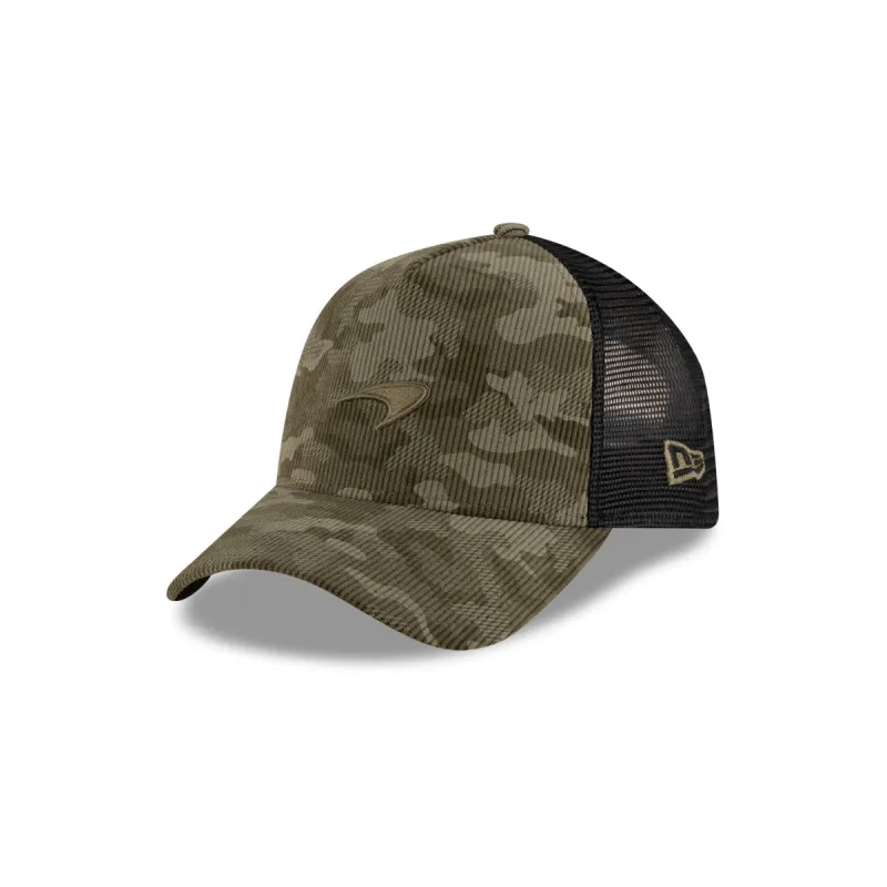 McLaren Formula 1 Team Camo Cord 9FORTY A-Frame Trucker Hat sold by New Era