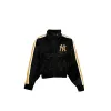 New York Yankees Women's Black Velour Track Jacket sold by New Era