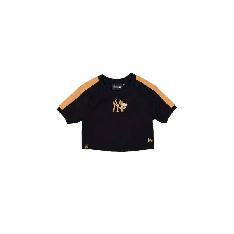 New York Yankees Women's Cropped Black Floral T-Shirt sold by New Era