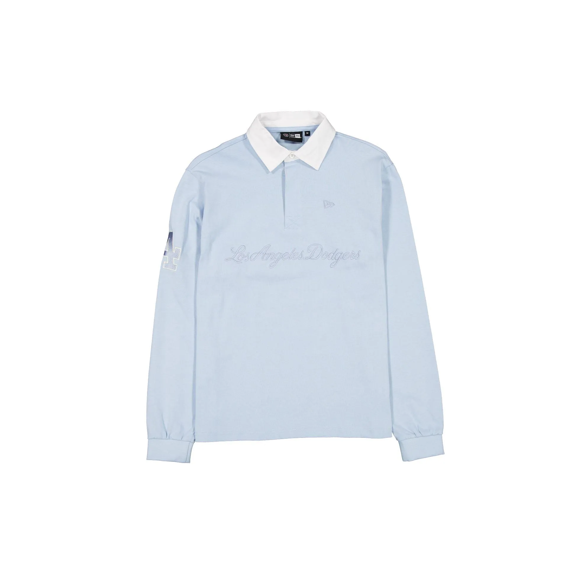 Los Angeles Dodgers Pale Blue Script Long Sleeve Rugby Shirt sold by New Era
