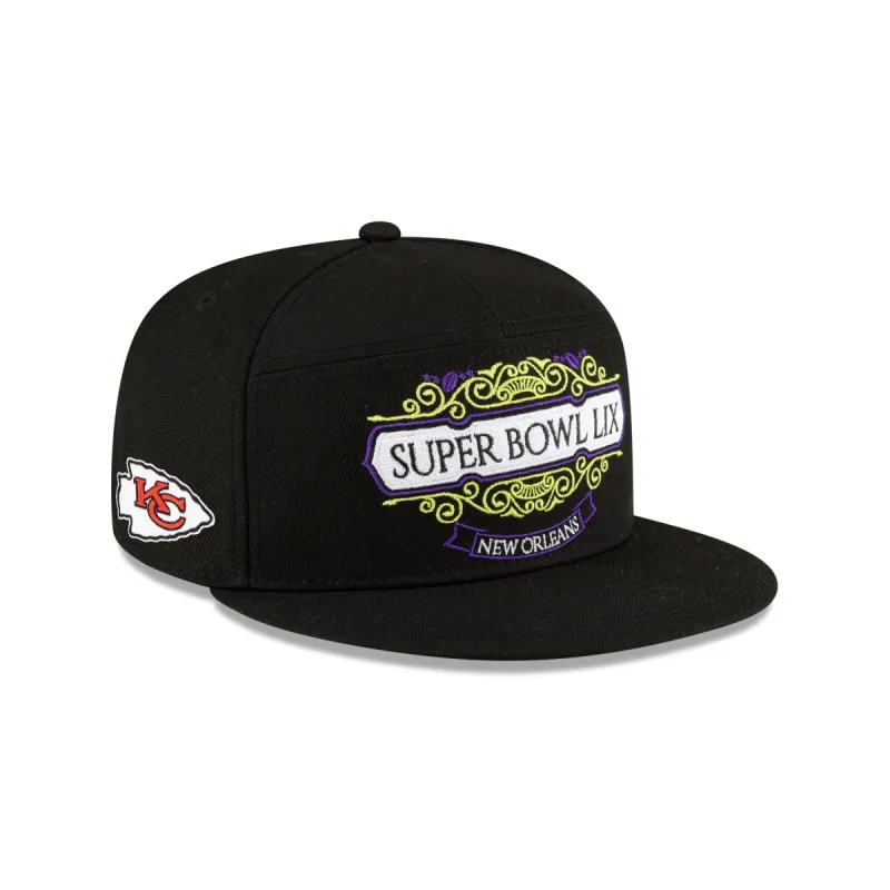 Kansas City Chiefs Super Bowl LIX Tarmac 9FIFTY Split Panel Snapback Hat sold by New Era