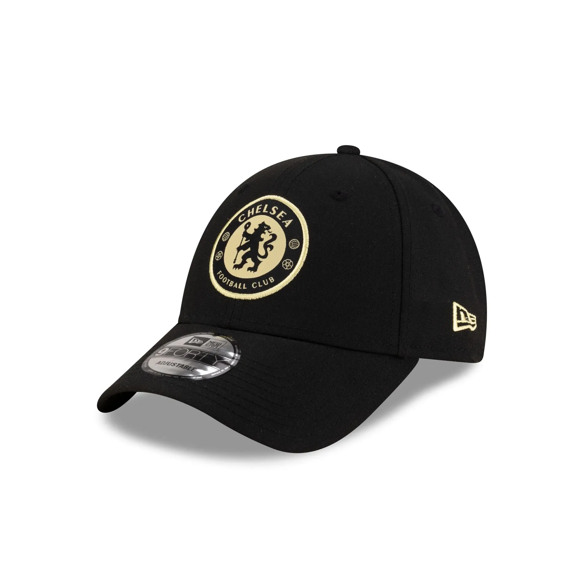Chelsea FC Lion Crest Repreve Black 9FORTY Adjustable Hat sold by New Era