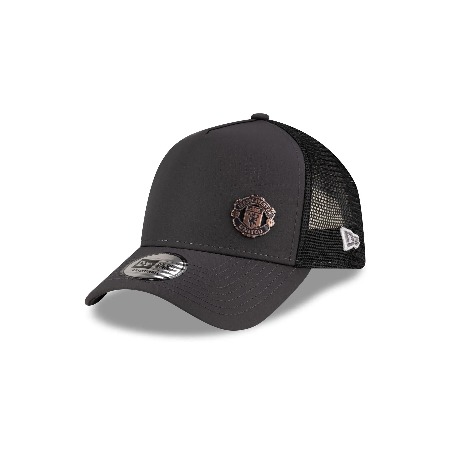Manchester United FC Bronze Emblem 9FORTY A-Frame Trucker Hat sold by New Era