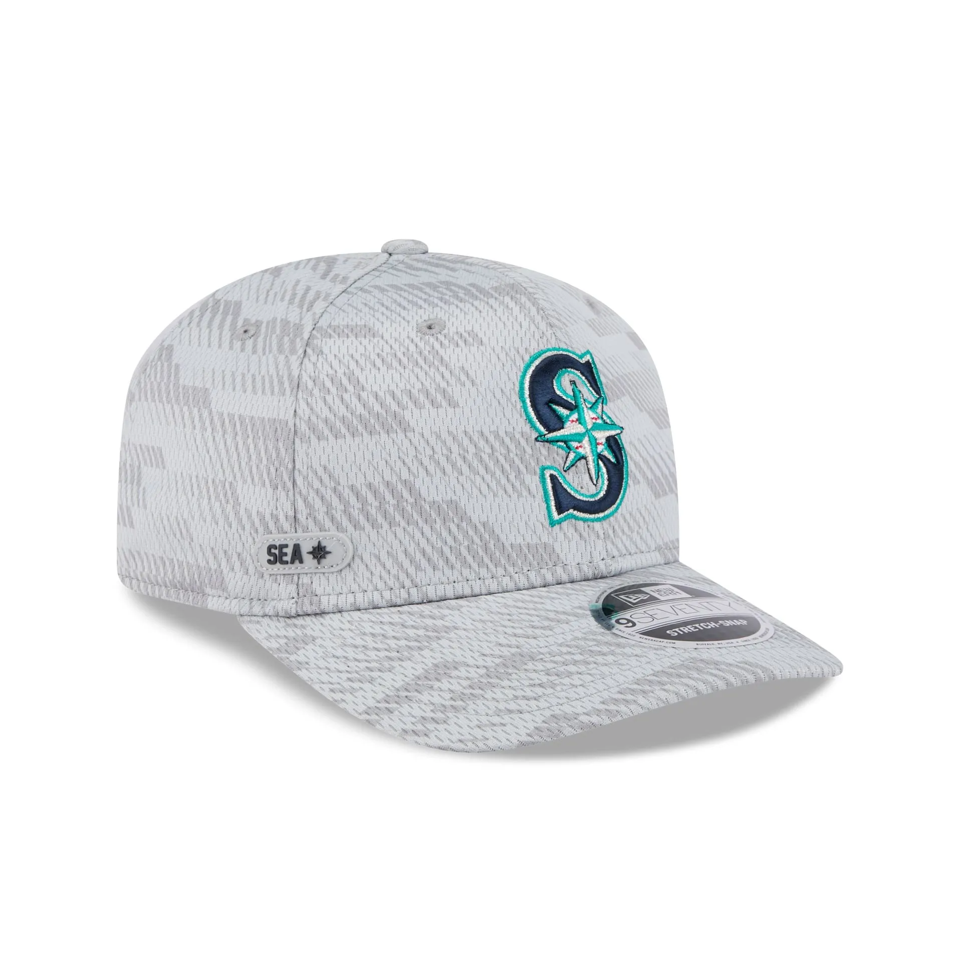 Seattle Mariners 2025 Clubhouse Gray 9SEVENTY Stretch-Snap Hat sold by New Era