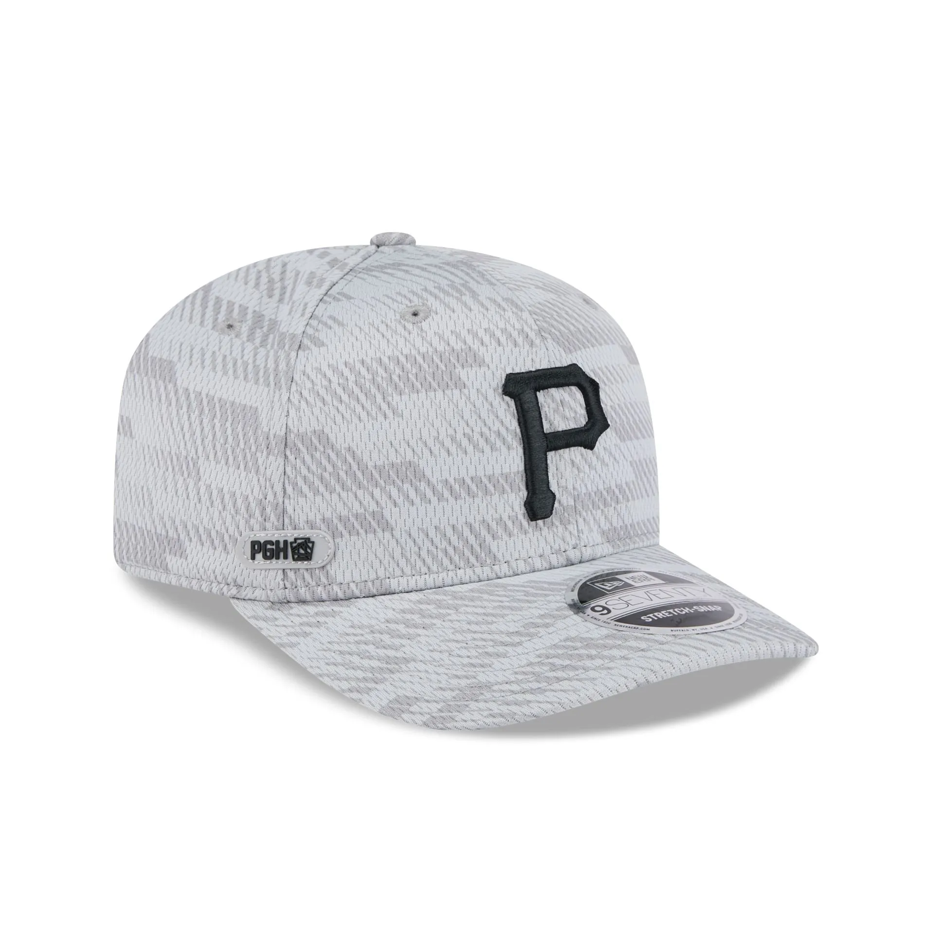 Pittsburgh Pirates 2025 Clubhouse Gray 9SEVENTY Stretch-Snap Hat sold by New Era