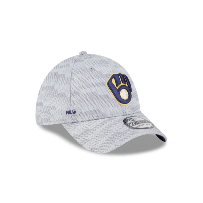 Milwaukee Brewers 2025 Clubhouse Gray 39THIRTY Stretch Fit sold by New Era