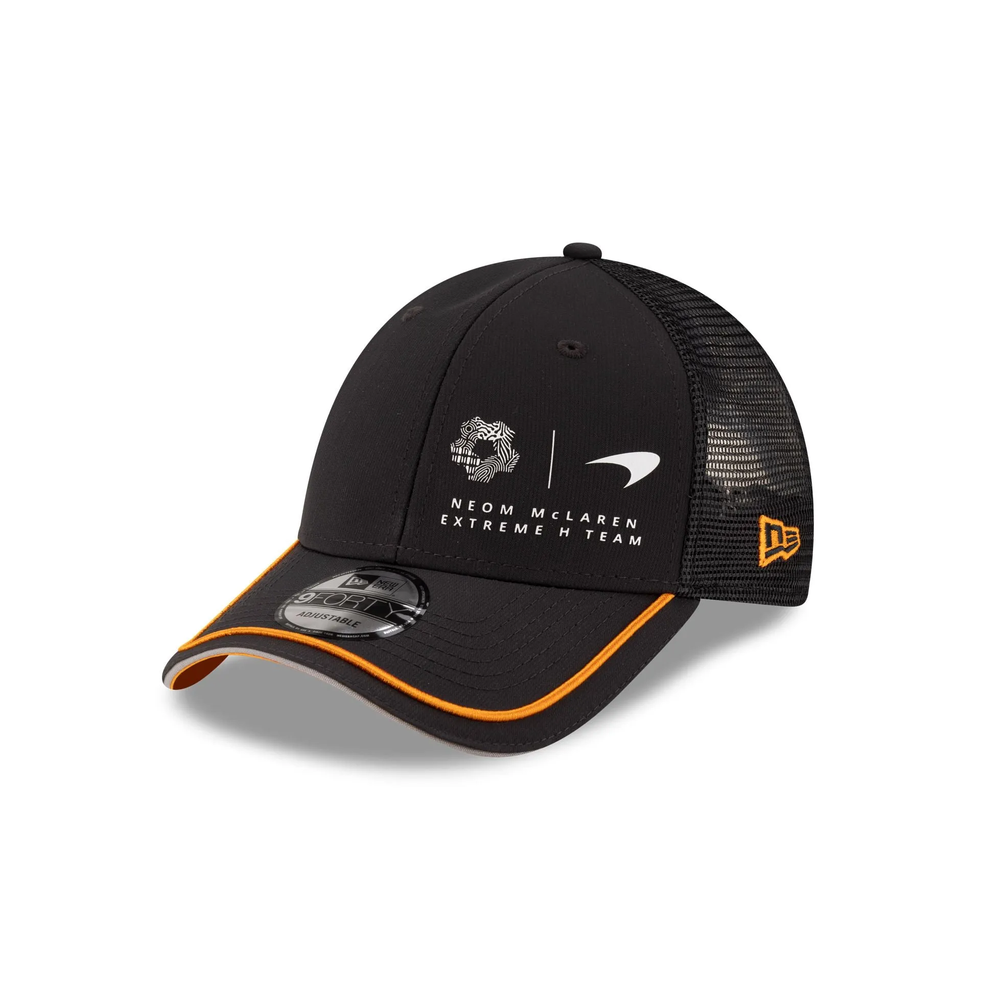 NEOM McLaren Extreme H Team Black Repreve 9FORTY Trucker Hat sold by New Era