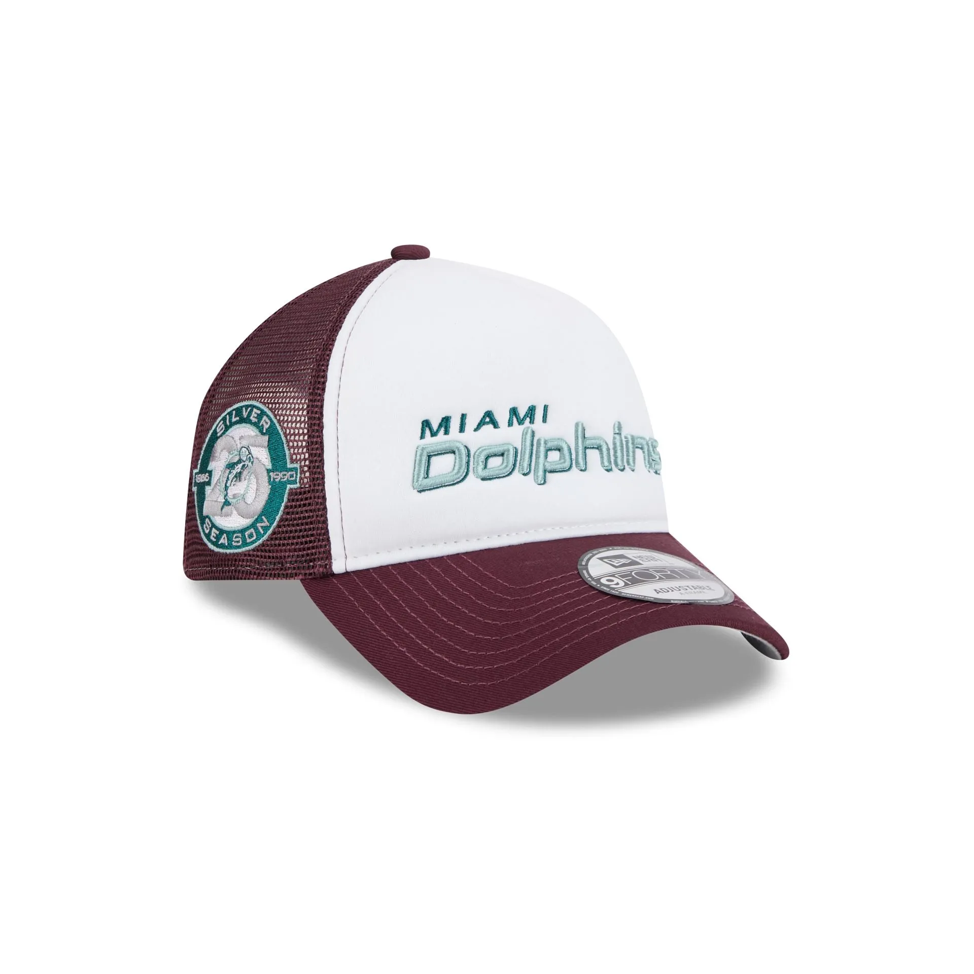 Miami Dolphins Optic White 9FORTY A-Frame Snapback Hat sold by New Era
