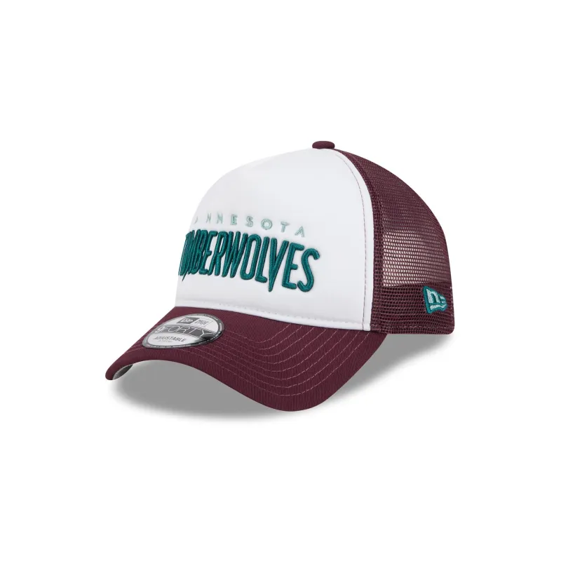 Minnesota Timberwolves Optic White 9FORTY A-Frame Snapback Hat sold by New Era