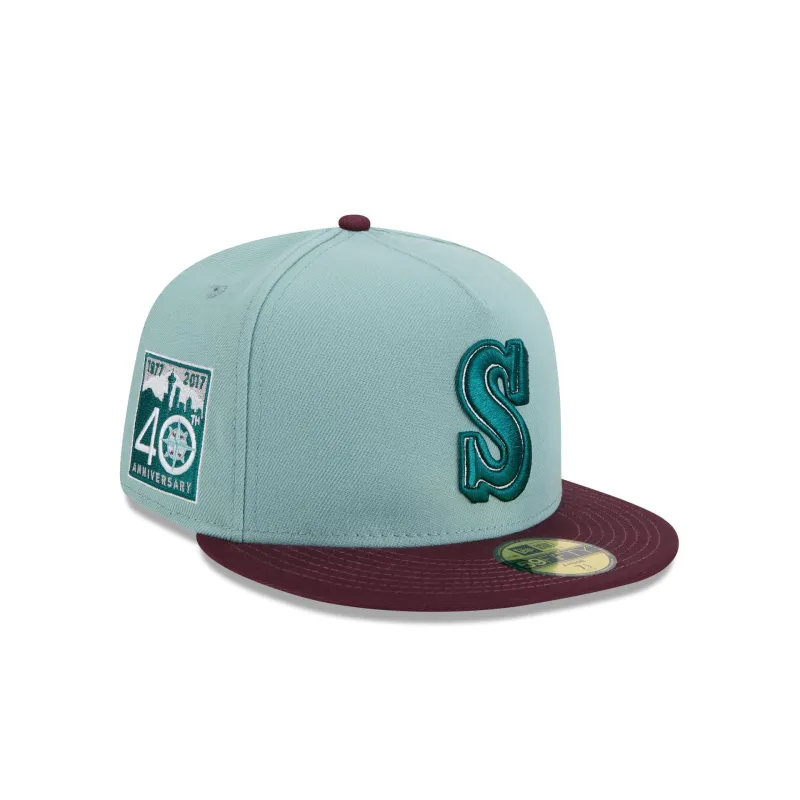 Seattle Mariners Beach Kiss Blue 59FIFTY A-Frame Fitted Hat sold by New Era