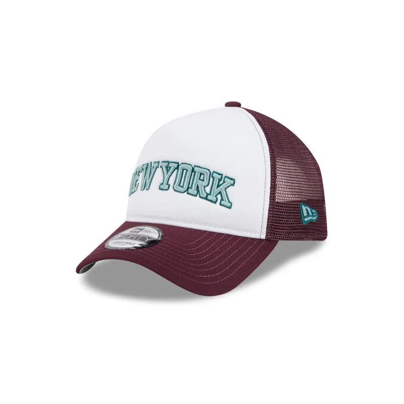 New York Knicks Optic White 9FORTY A-Frame Snapback Hat sold by New Era