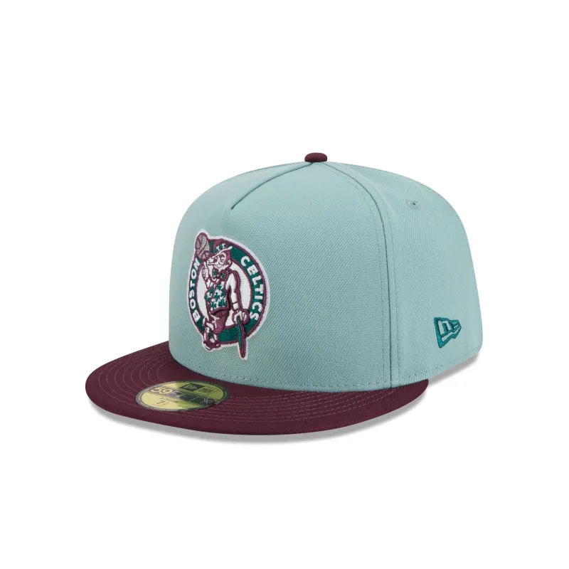 Boston Celtics Beach Kiss Blue 59FIFTY A-Frame Fitted Hat sold by New Era
