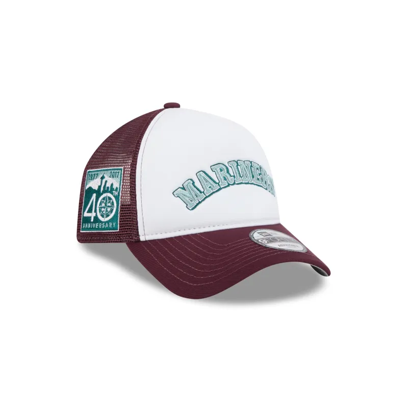 Seattle Mariners Optic White 9FORTY A-Frame Snapback Hat sold by New Era