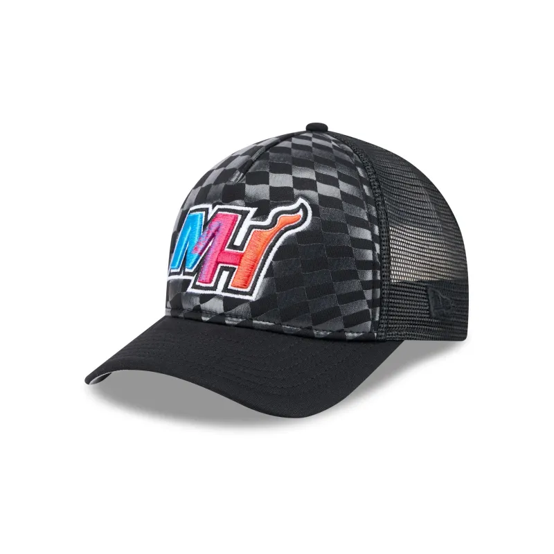 Miami Heat Gradient Raceway 9FORTY M-Crown A-Frame Trucker Hat sold by New Era